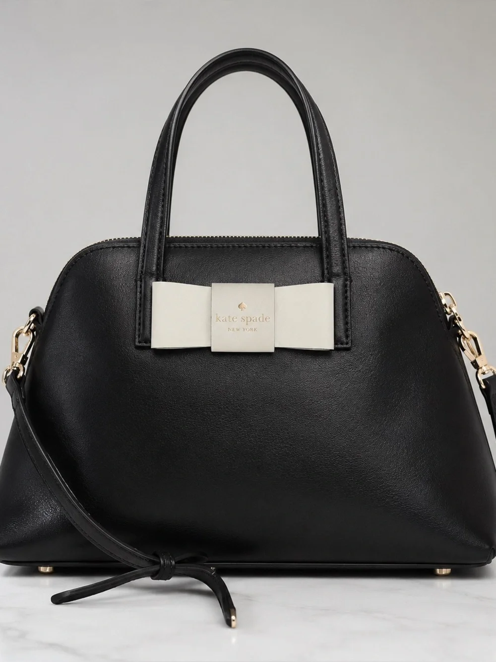 Kate Spade New York Matthew’s Street Maise Bow Crossbody Satchel Black Leather